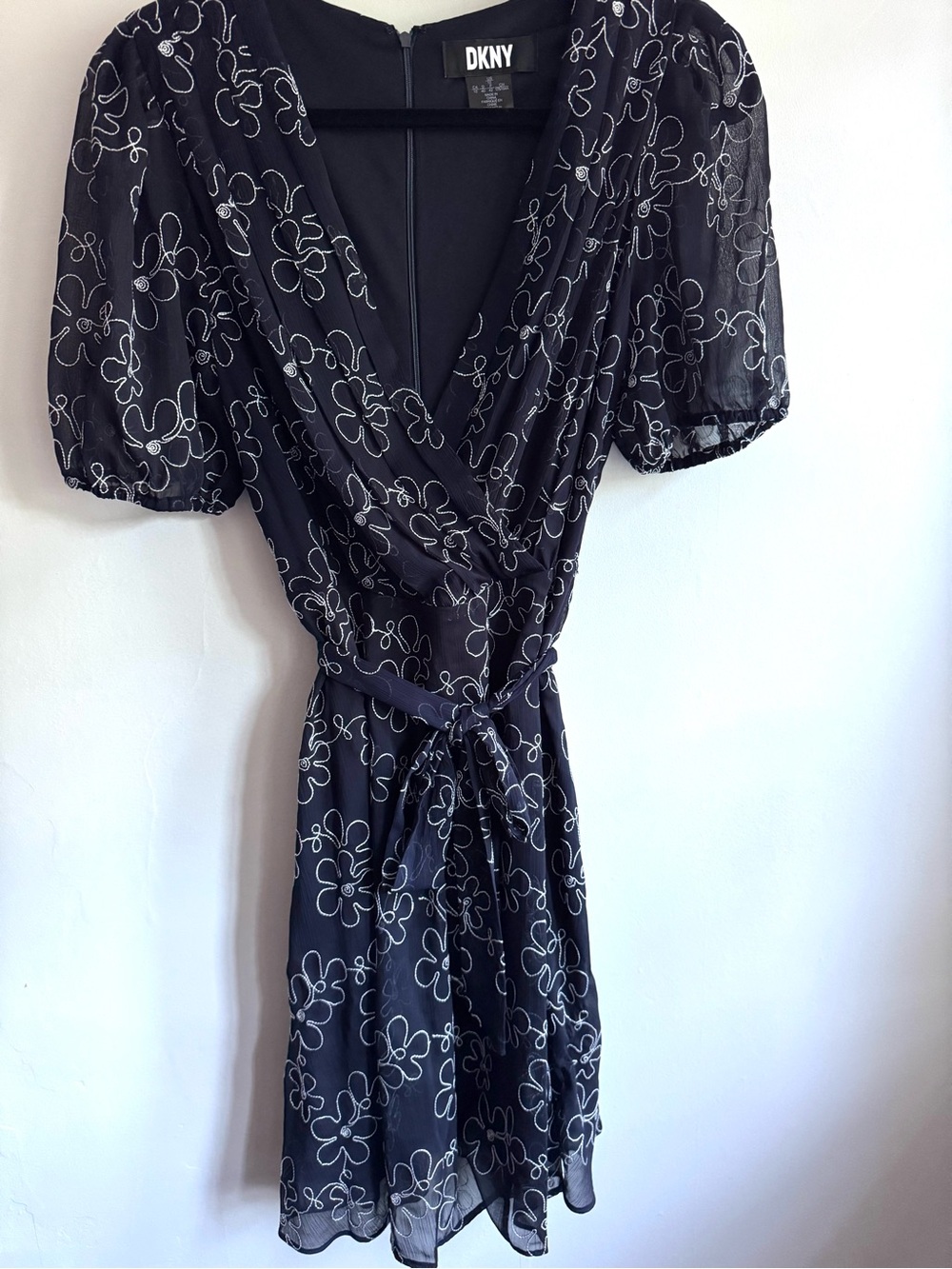 DKNY Navy Floral Wrap Dress